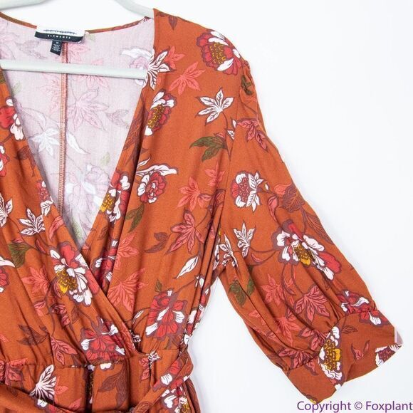 NEW Eloquii Elements Floral Print Midi Wrap Dress with Puff Sleeves, 16 - Picture 6 of 16